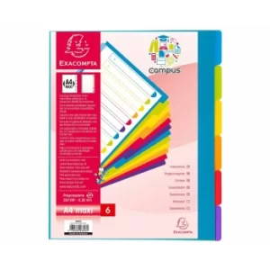 Image of Exacompta Campus PP Dividers A4+, 6 Part, Pack of 25