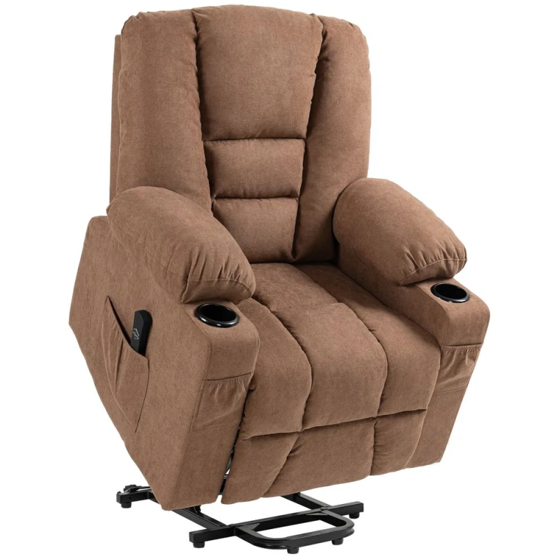 Image of HOMCOM Riser and Recliner Chair w/ Remote - Lift Chair for Elderly - Light Grey - Brown TJ Hughes 5056725508074
