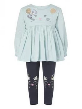 Image of Monsoon Baby Girls Mouse Novelty Woven Set - Aqua, Size 0-3 Months