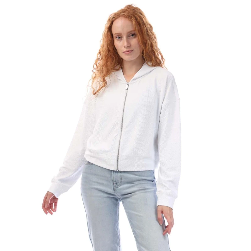 Image of DKNY Snake JACQUARD Full Zip Hoodie White female S