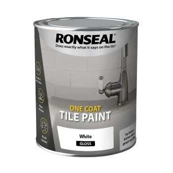 Image of Ronseal One Coat Tile Paint White Gloss - 750ml