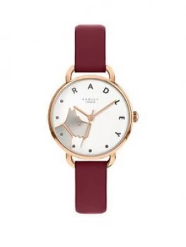 Image of Radley Silver And Rose Gold Detail Dial Pink Leather Strap Ladies Watch