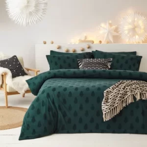 Image of Furn. Tufted Tree Green Duvet Cover and Pillowcase Set Alpine (Green)