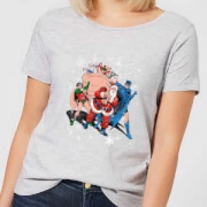 Image of DC Batman Robin Santa Claus Womens Christmas T-Shirt - Grey - S