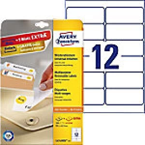 Image of AVERY Multipurpose Removable Labels L4743REV-25 White Self Adhesive A4 99.1 x 42.3mm 30 Sheets of 12 Labels