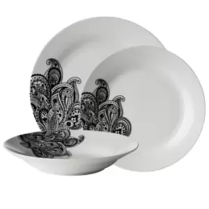 Image of Premier Housewares 12 Piece Avie Prince Dinner Set - Black