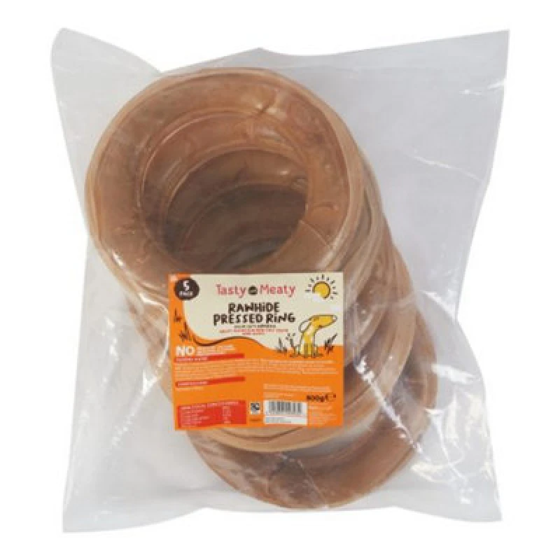 Image of Tasty & Meaty Rawhide Pressed Ring 5 Pack