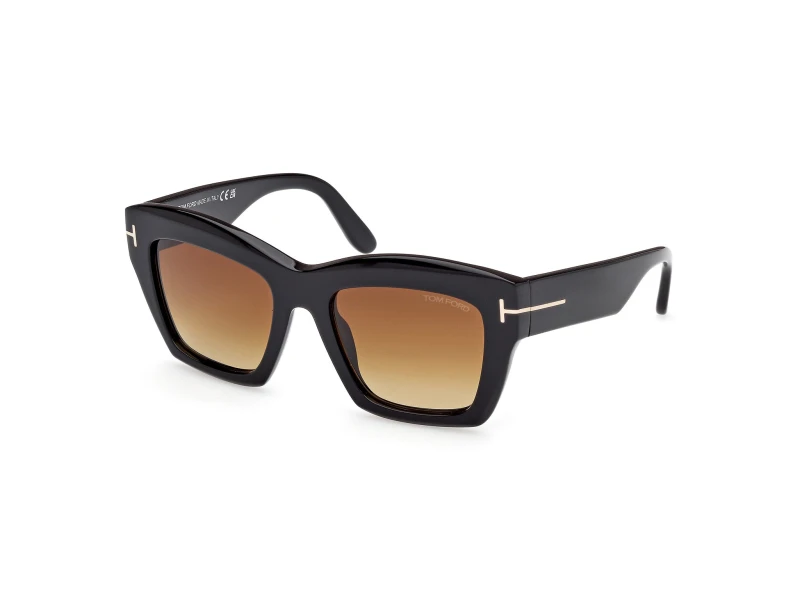 Image of Tom Ford Luna Butterfly Sunglasses - Shiny - Black WAGZZ Unisex