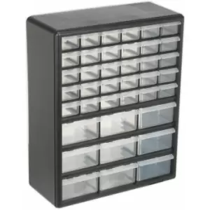 Image of 375 x 165 x 470mm 39 Drawer Parts Cabinet - Black - Wall Mounted / Standing Box