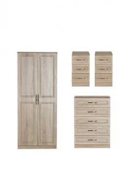 Image of Swift Winchester Ready Assembled 4 Piece Package - 2 Door Wardrobe, 5 Drawer Chest And 2 Bedside Chests