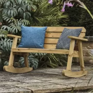 Image of Woodshaw Hampton Rocker Wooden Garden Park Patio Bench Rocking Chair 2 Seater