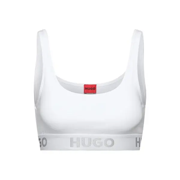 Image of Hugo Sporty Logo Bralette Unlined Bralettes 6 (XS) White 42184101270