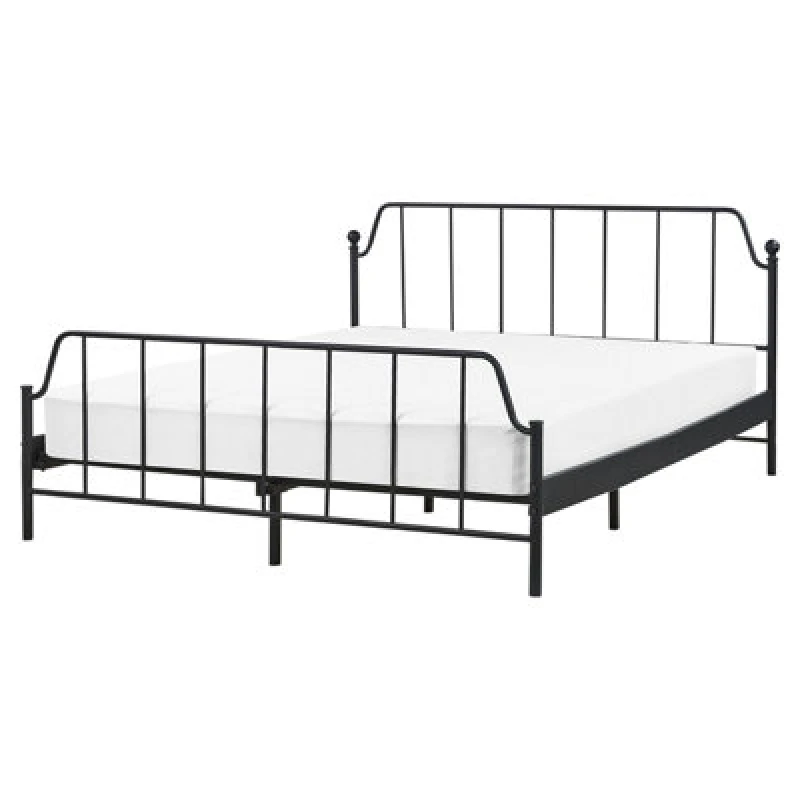 Image of Beliani Bed Metal Mauressac 160 X 200 Cm (Eu King Size) Black