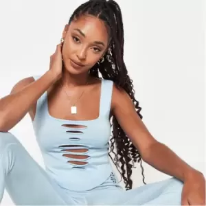 Image of Missguided Co Ord Cut Out Detail Knit Crop Top - Blue