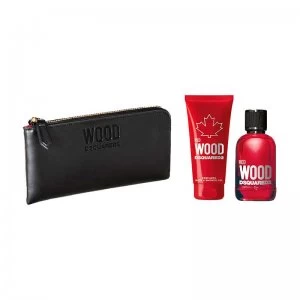 Image of DSquared2 Red Wood Gift Set 100ml Eau de Toilette + 100ml Shower Gel + Purse
