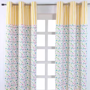 Image of Homecapes Multi Polka Dots Ready Made Eyelet Curtain Pair, 117 x 137cm Drop - Yellow
