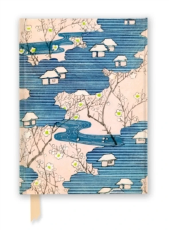 Image of Japanese Woodblock: Cottages with Rivers & Cherry Blossoms (Foiled Journal) Notebook / blank book