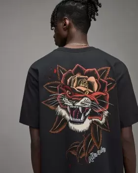 Image of AllSaints Tiger Rose Crew T-Shirt