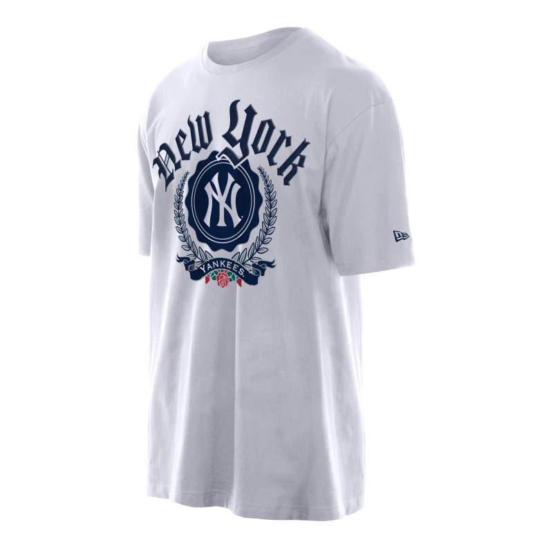 Image of New Era Mens MLB Throwback Oversized T-Shirt NY White male Small