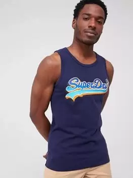 Image of Superdry Vintage Logo Seasonal Vest - Navy Size M Men