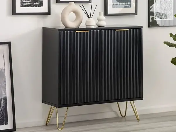 Image of Julian Bowen Murano Black and Gold 2 Door Compact Sideboard