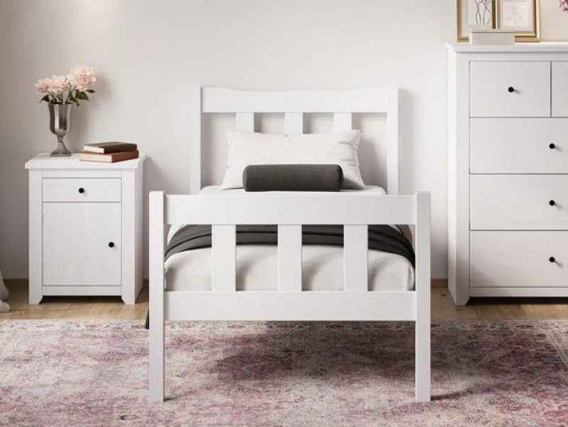 Image of LPD Havana White Wooden Bed Frame - 3ft Single