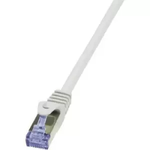 Image of LogiLink CQ3092S RJ45 Network cable, patch cable CAT 6A S/FTP 10.00 m Grey Flame-retardant, incl. detent