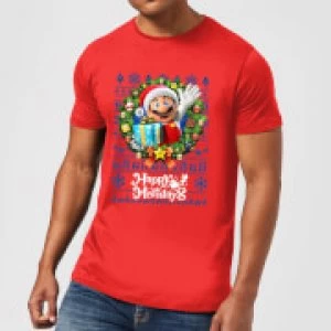 Image of Nintendo Super Mario Happy Holidays Mario Mens Christmas T-Shirt - Red - M