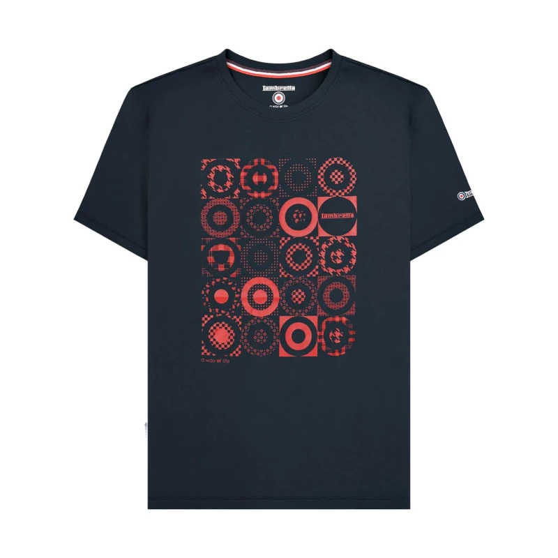 Image of Lambretta Lambretta Men SS25 Target Pattern T-Shirt in Navy Size: Small Navy S Male 5063703659949