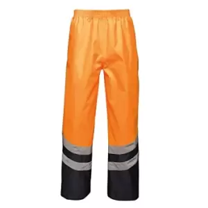 Image of Regatta Unisex Hi Vis Pro Reflective Work Over Trousers (L) (Orange/Navy)