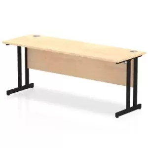 Image of Impulse 1800 x 600mm Straight Desk Maple Top Black Cantilever Leg