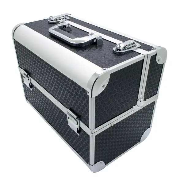 Image of Maplin Maplin Plus Aluminium 215 x 360 x 270mm Toolbox, Fishing Tackle/Bait Flight Case with Fold Out Trays - Black MP2