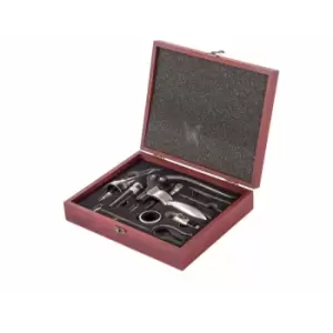 Image of Oypla - 9pc Wine Opener Accessory Gift Set with Rabbit Corkscrew, Bottle Pourers, Stopper, Thermometer, Drip Ring, Foil Cutter