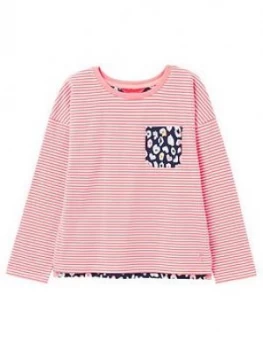 Image of Joules Girls Bliss Striped Jersey Top - Pink