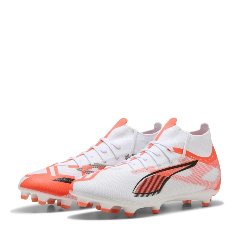 Image of Puma Ultra Match+ Firm Ground Football Boots Mens White/Red male 8 (42)
