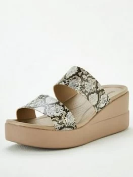 Image of Crocs Brooklyn Mid Wedge Mule Sandal - Snake Print
