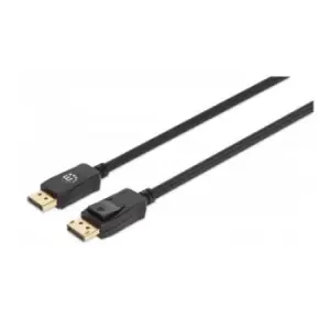 Image of Manhattan DisplayPort 1.4 Cable 8K@60hz 3m Braided Cable Male to Male Equivalent to Startech DP14MM3M With Latches Fully Shielded Black Lifetime Warra