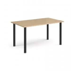 Image of Rectangular Black radial leg meeting table 1400mm x 800mm - kendal oak