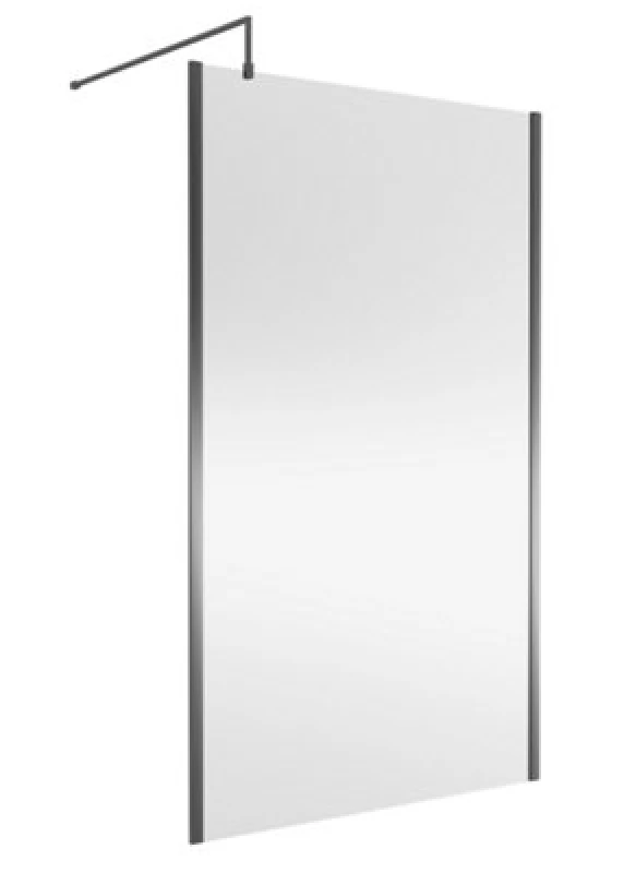 Image of Nuie Wetroom Screen Outer Frame, Durable Frameless Fixed Bathroom Glass Shower Screen In Brushed Pewter Finish, 1200mm