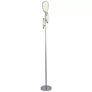 Image of Searchlight Lori 3 Light LED Floor Lamp, Crushed Ice Effect Shade, Chrome