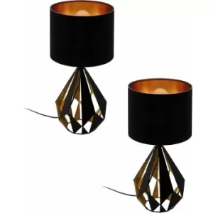Image of Loops - 2 pack Table Lamp Desk Light Black Shade & Copper Geometric 1x 60W E27