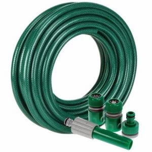 Image of Zexum 30m Reinforced PVC Green Garden Hose Set with Adapters