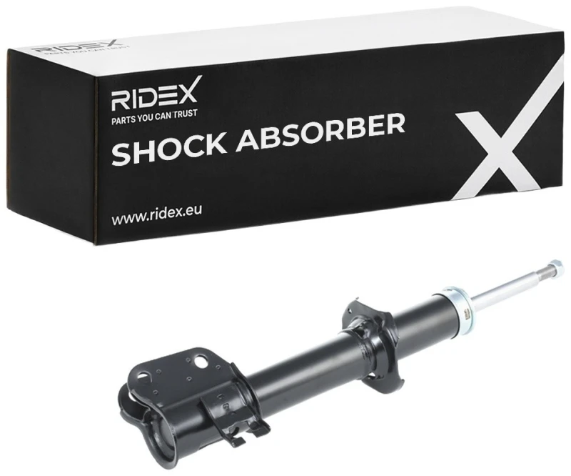 Image of RIDEX 854S0539 Shock absorber Front Axle Right, Gas Pressure, Twin-Tube, Suspension Strut, Bottom Clamp Shock Absorber (854)