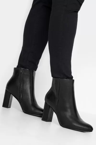 Image of Black Heeled Ankle Boots In Extra Wide EEE Fit
