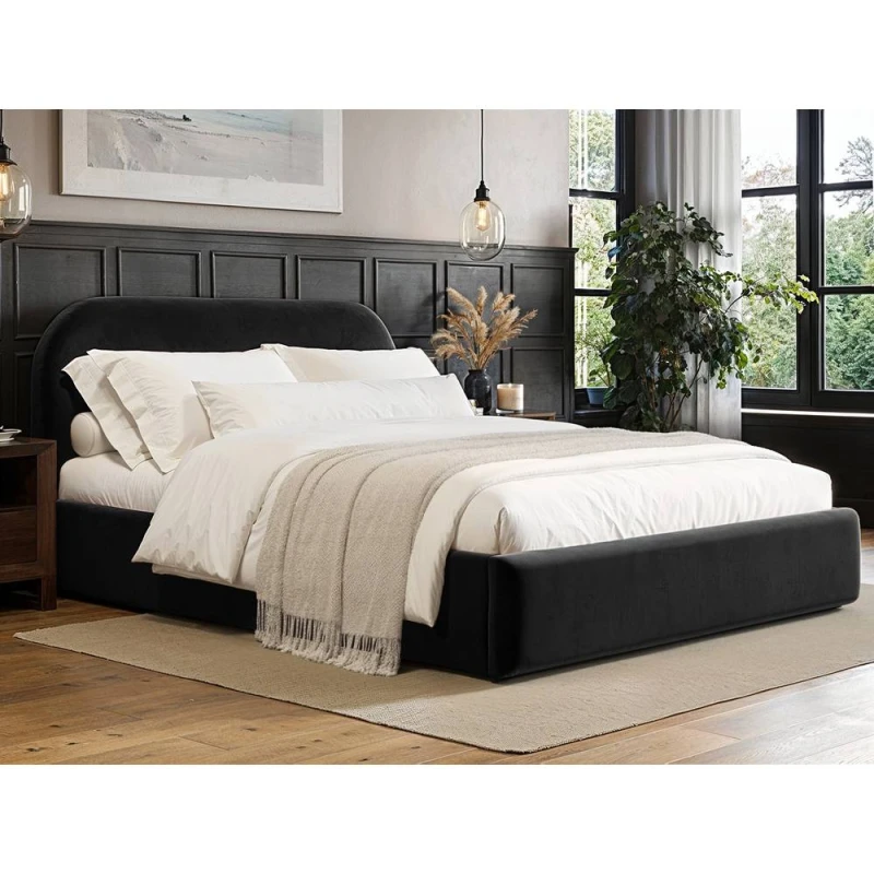 Image of Flair Alba Ottoman Bed Black Velvet Size: Double Black Unisex Double