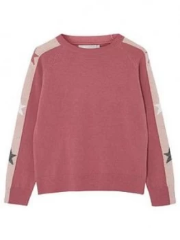 Image of Mintie By Mint Velvet Girls Star Sleeve Jumper - Pink