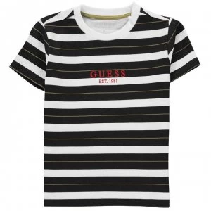 Image of Guess Stripe T Shirt - Black/Wht SD91