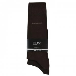 Image of Hugo Boss 2 Pack Soft Cotton Socks Dark Brown