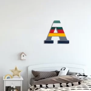 Image of Alphabet A 2 Multicolor Decorative Wooden Wall Accessory