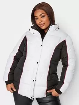 Image of Yours Colourblock Padded Jacket - Mono, Black, Size 16, Women
